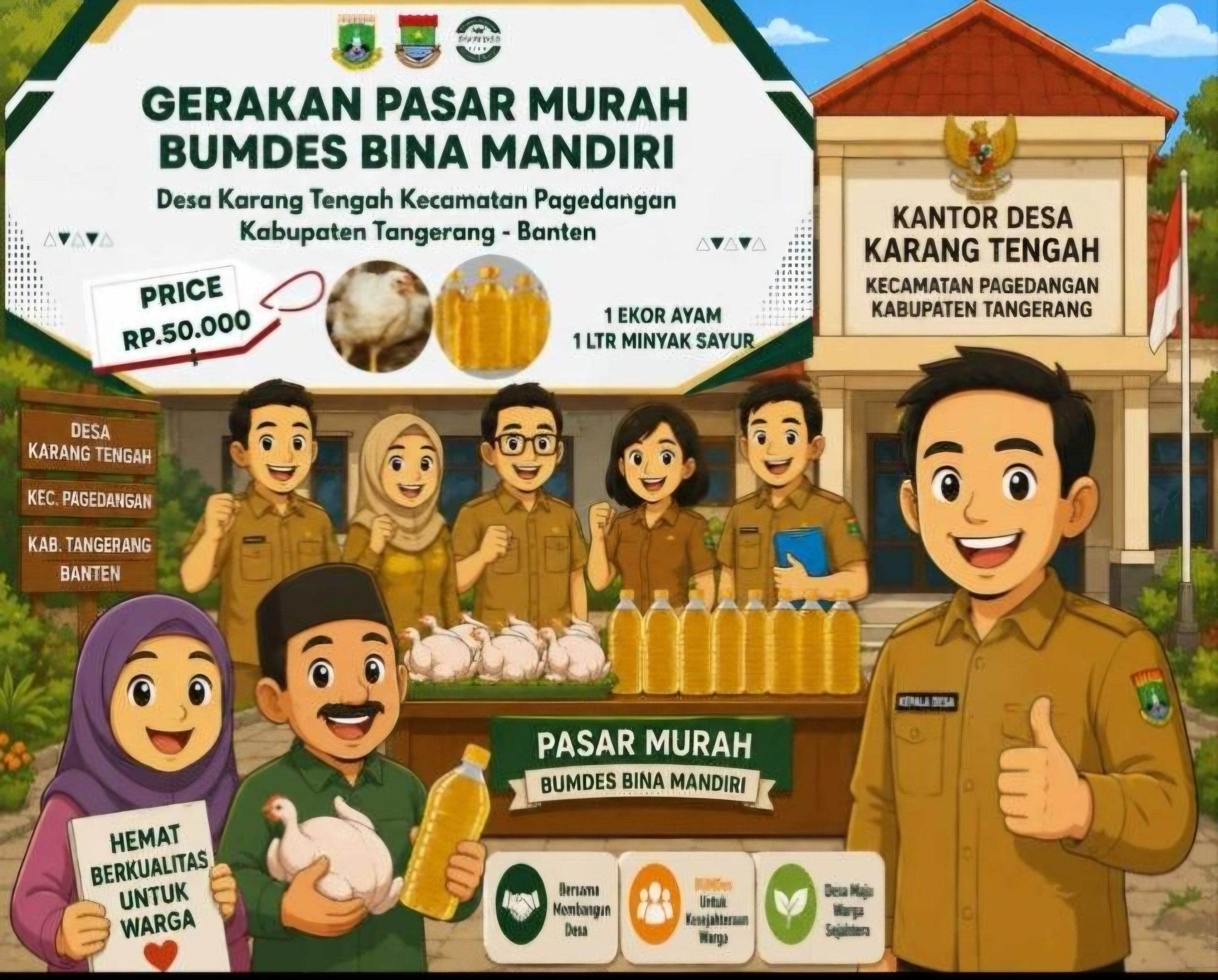 Pasar Murah BUMDes Karang Tengah Disambut Antusias Warga, Paket Ayam dan Minyak Rp50 Ribu