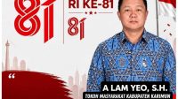 TOKOH MASYARAKAT KABUPATEN KARIMUN A LAM YEO, SH.  mengucapkan DIRGAHAYU REPUBLIK INDONESIA KE 81